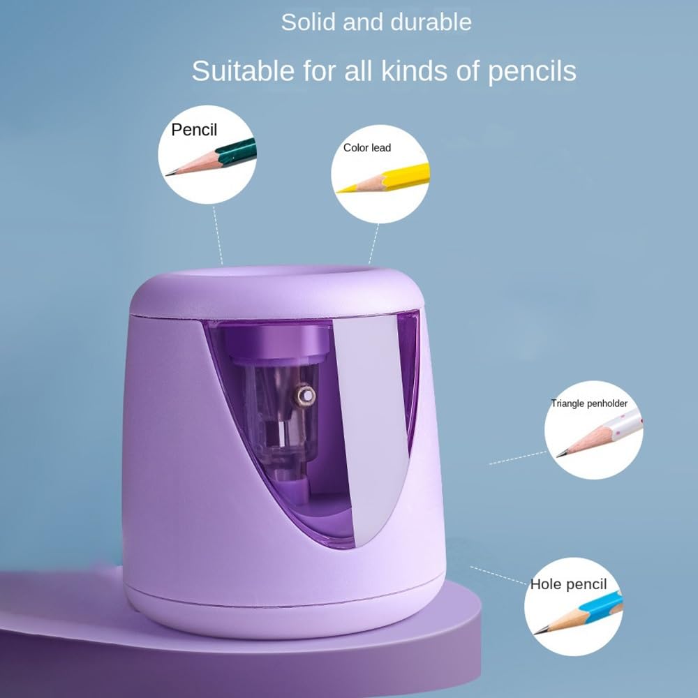 Temperamatite elettrico, temperamatite elettrico automatico, multifunzione, resistente, USB, meccanico, ufficio, scuola, studenti, regalo di cancelleria per bambini (grigio: rosa)