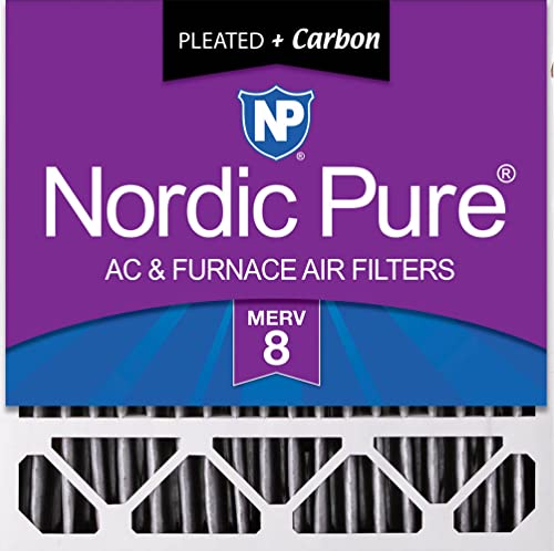 Image of Nordic Pure 20x20x5 Pleated MERV 8 Plus Carbon Air Filter 1 Pack | Actual Size: 19 5 /8 x 19 7 /8 x 4 3 /8 Honeywell Replacement Made in USA, Standard HVAC & Furnace Filtration