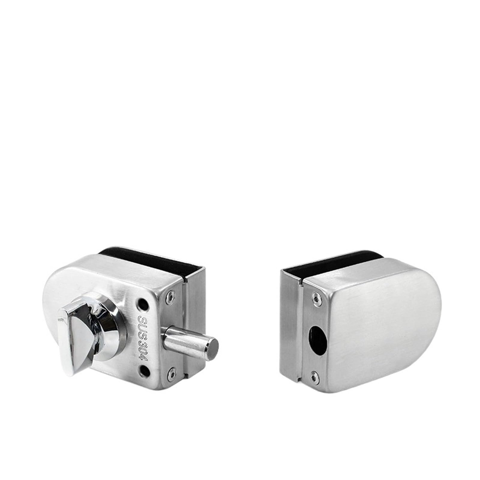 Serrure de porte en verre semi-circulaire en acier inoxydable pour loquet de bureau intérieur