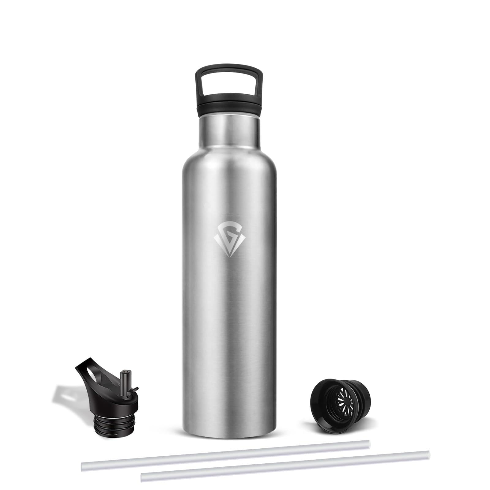 Mujigaga 750ml Thermal Water Bottle, BPA Free Thermal Bottle, Stainless Steel Leak-Proof Water Bottles, Gym Water Bottles with Straw for Work, Office, Fitness