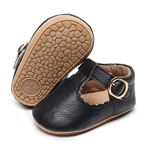 Image of HONGTEYA Infant Baby Girls Mary Jane Flats Non Slip for Toddler First Walkers Soft Sole PU Leather Crib Shoes Sneaker Wedding Party Christmas Princess Dress Shoes Baby Moccasins Girls