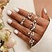 Produktbild JKLBNM 7 PC Frauen Ringe Set Schmetterlings Mond Stern Knöchel schellt Boho Vintage Kristall Ring Joint Knoten Ring Kit Schmuck Geschenk