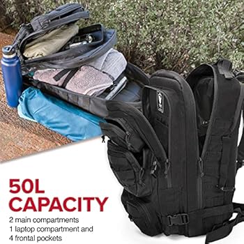 Black Tactical Backpack - 2.4x Stronger Work and Military Backpack - Water  Resistant and Heavy Duty Large Backpack (50L)