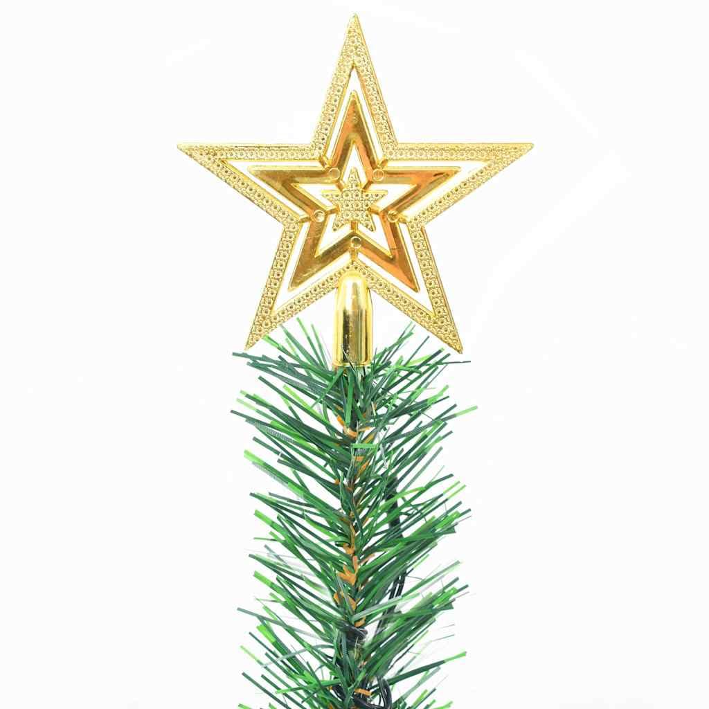 Sztuczne drzewko bożonarodzeniowe z motywem S i ornamentami, zielone 64 cm, dekoracja stołu Pre-Lit do użytku wewnątrz i na zewnątrz, 20, 4 ing, stabilna stalowa podstawa, świąteczna dekoracja