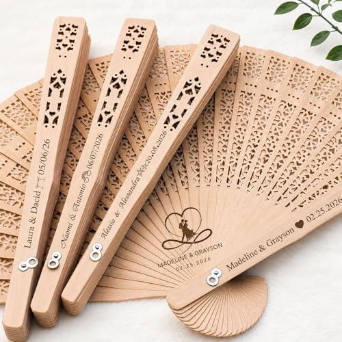 Éventail pliants en bois pour invités de mariage et fêtes d'été