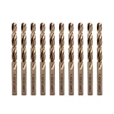 3/8' M35 Cobalt HSS Jobber Length Twist Drill Bit with Straight Shank,Heavy Duty, Pack of 10 PCS, Drilling for Cast Iron, Heat-Treated Steel, Stainless Steel and Other Hard Materials