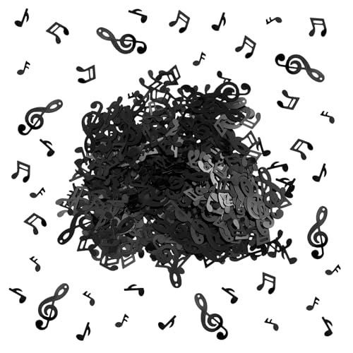PETERMALLON - 15 g de confettis en forme de clé de sol - Décoration de table - Confettis noirs - PVC - Pour mariage, anniversaires, fêtes de musique
