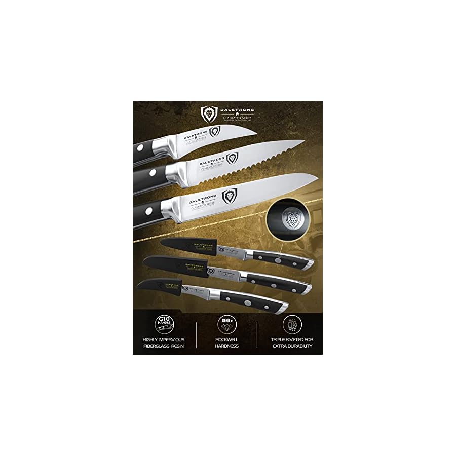 Dalstrong Paring Knife Set 3pc- Gladiator Series - Forged German High-Carbon Steel - G10 Handle - Sheaths Included - Kitchen Knife -Giftable Paring Knife Set - NSF Certified
