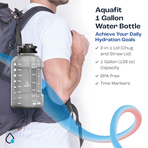 Aquafit 128 Oz Water Bottle With Time Marker, Bpa Free 1 Gallon Water Bottle With Straw thumb #4