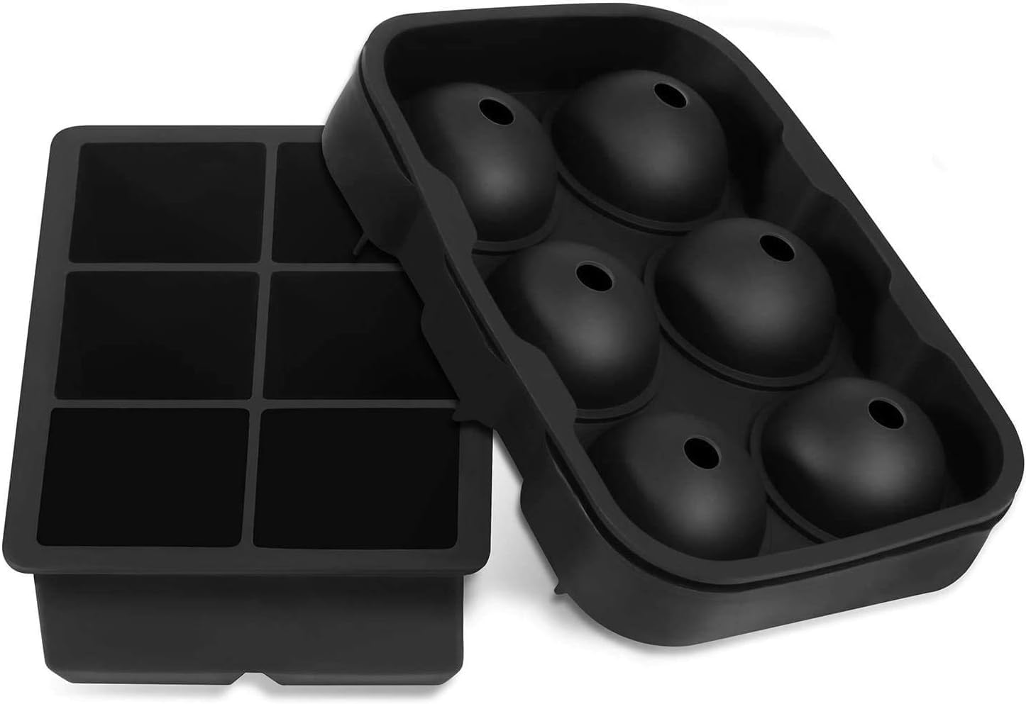 Large Size Ice Maker Hold, Silicone Cube Tray And Ball Black (Set Of 2)