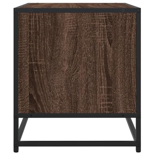 Meuble TV marron aspect chêne buffet de salon bas industriel 91 cm