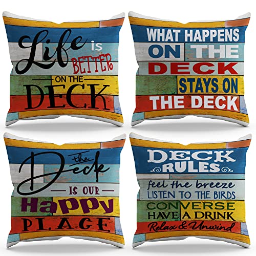 The Deck Is Our Happy Place Throw Pillow Cover Pillowcase