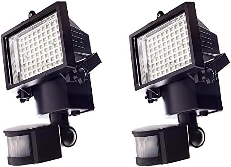 The Super Bright 80 LED Waterproof Solar Powered Security Lights with Motion Sensor for Outdoor Garden Yard (2, Black)