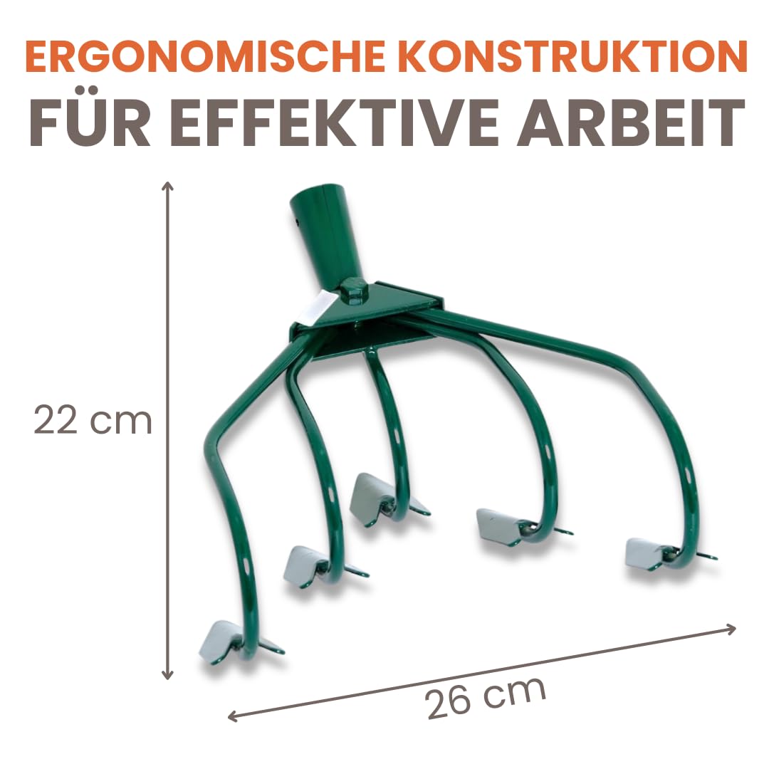 5-Zinken Handgrubber/Gartenhacke/Gartenkralle/Kultivator – Robuste Bodenhacke zur Bodenlockerung & Unkrautentfernung, ohne Stiel, Hergestellt in der EU