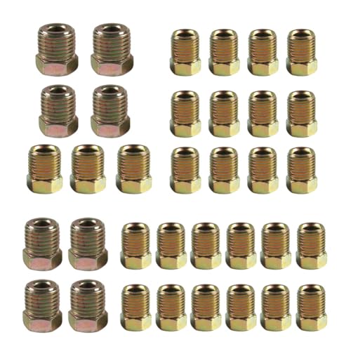 Cpolebev Kit de Accesorios de Línea de Freno de 35 Piezas para Tubo de Línea de Freno de Bengalas Invertidas de 3/16 de Pulgada (19 Accesorios) y 1/4 de Pulgada (16 Accesorios)