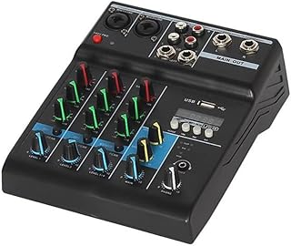 ZZBJ Professional Audio Mixer 4 Channels Sound Mixing Console for KTV with USB Sound Card Sound Effects
