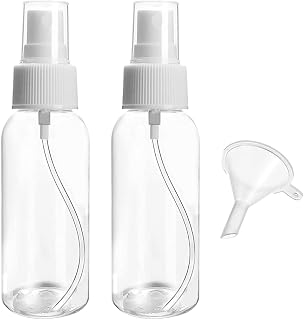 Symbah Atomiser Spray Bottle 50 ML (2PCS) Fine Mist Refillable Clear Plastic Mini Empty Small Spray Bottles for traveling, cosmetic, perfume, cleaning liquid, essential oil