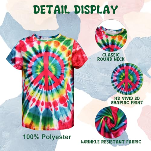 Image of Boys Tie Dye Shirts 3-12 Years Hippies Crewneck Kids Short Sleeve Tee