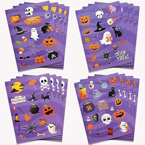 840Pcs Halloween Stickers for Kids,48 Sheet Halloween Party Favors Vinyl Halloween Stickers Ghost,Kids' Party Activities Games for Kids Party Cover