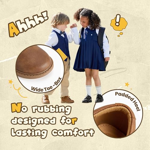 Image of PATPAT Boys Girls Dress Shoes,Oxford Loafers Formal School Church Shoes for Toddler Little Big Kids