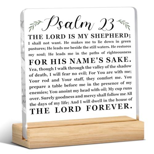 Christian Decor,psalm 23,The Lord is My Shepherd Acrylic Sign Bible Verse Religious Decoration for Home Office Prayer Room