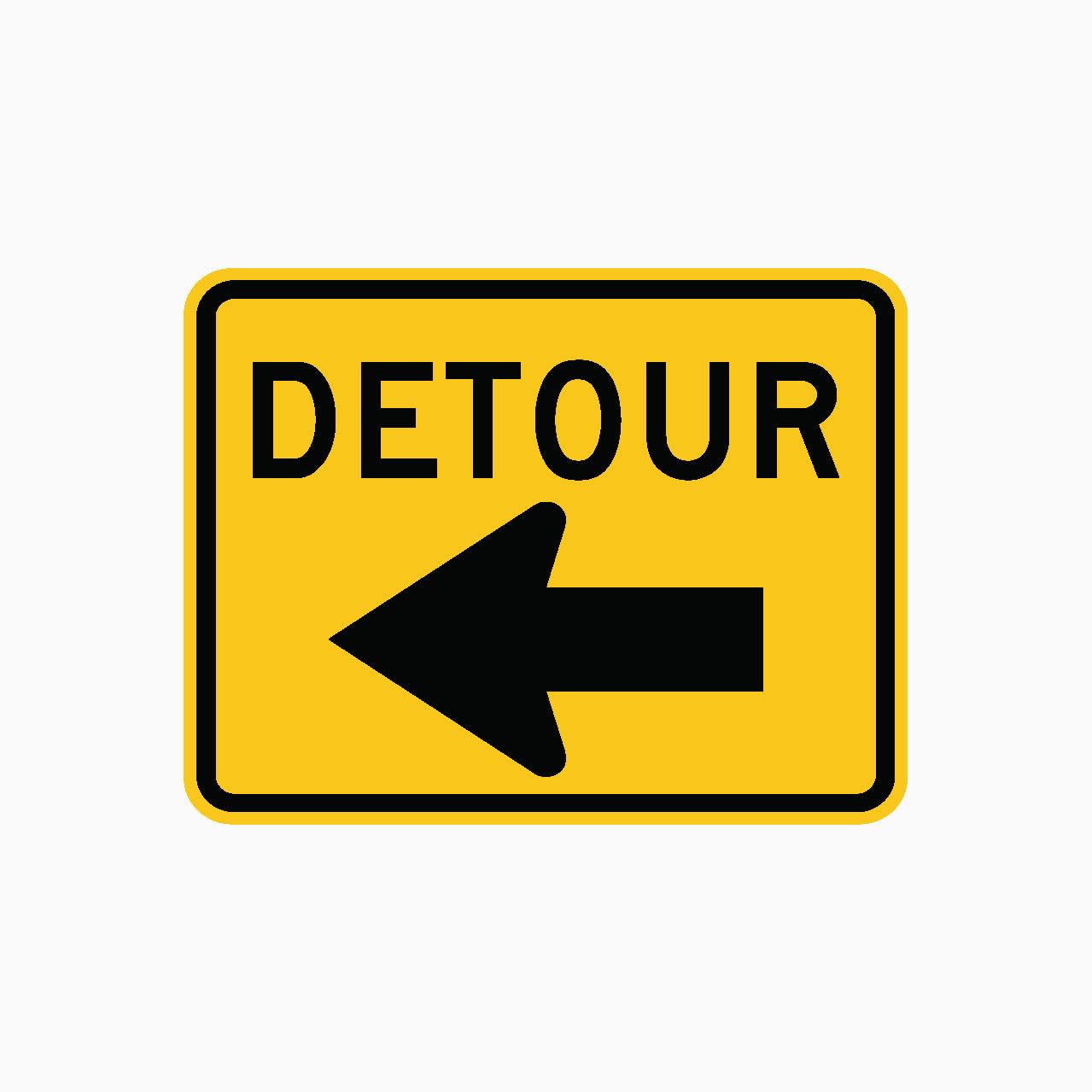 DETOUR - left arrow Sign Traffic Metal Tin Sign 12x8 inch for Industrial & Commercial Series