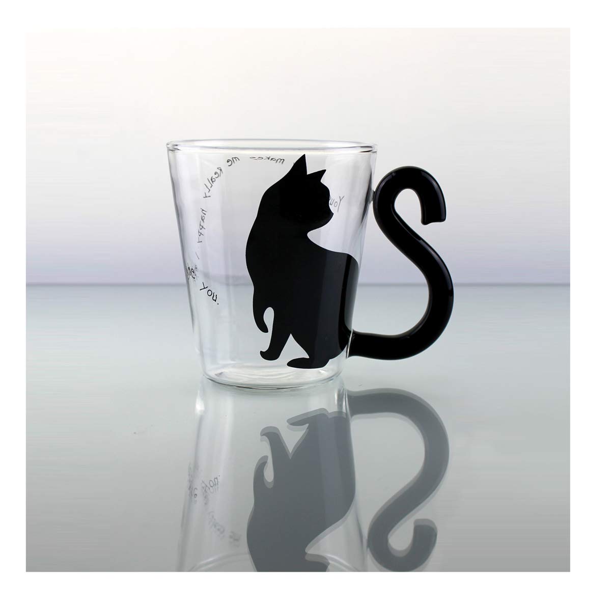 Café Glass Latte Coffee Mug Beer Mug Tea Cup Cat Tail Handle, Pack of Any Two - Image 7