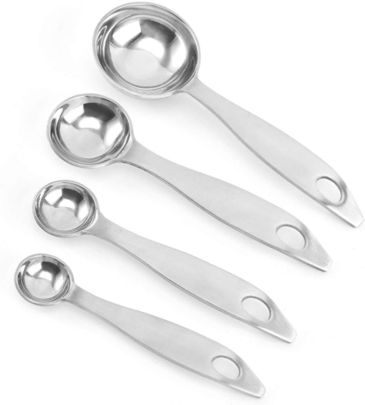 Messlöffel-Set aus Edelstahl, Messlöffel mit Skala, Backutensilien, Backmesslöffel, 4-teiliges Set (Silber, 4 Stück) (Silber, 4 Stück)