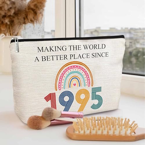 30th Birthday Gifts For Her, Women - Gifts for 30th Birthday - Mothers Day Bags For Woman - 30 th Bday Decorations For Sister, Female, Friends - 1995 Canvas Makeup Bag - Turning 30 th Gift2