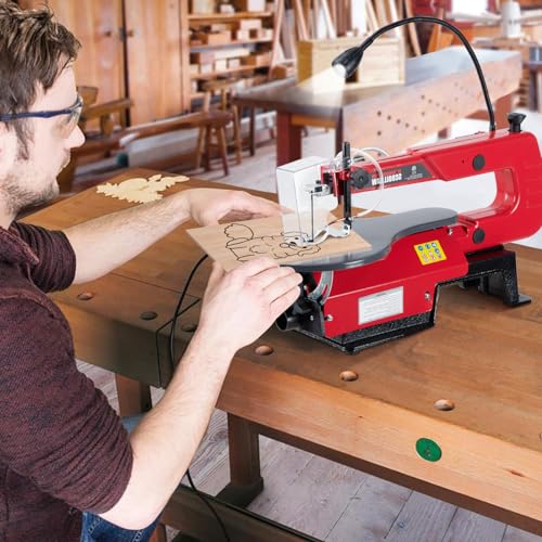 16-Inch Variable Speed Scroll Saw With Extra-Large Adjustable Tilting Work Table and Led Work Light - Perfect for Woodworking