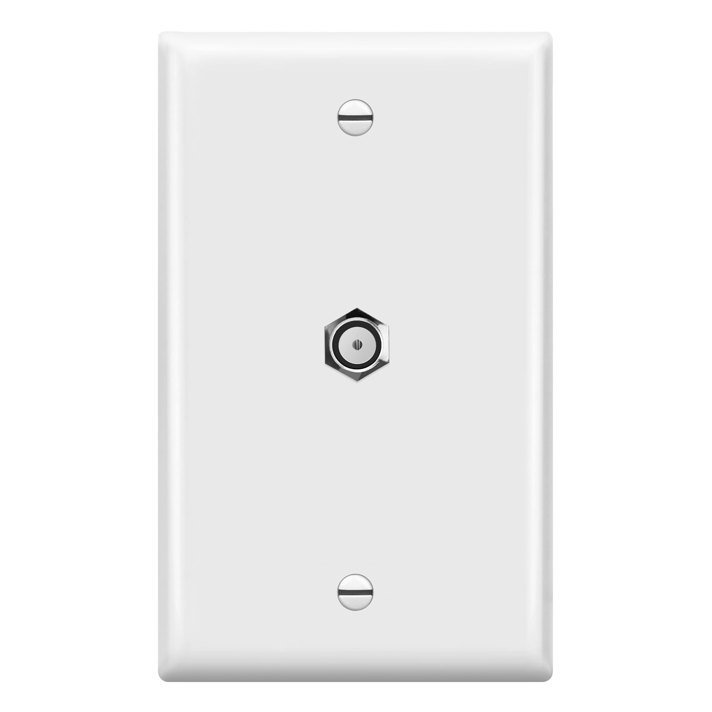 ENERLITES Coax Wall Plate, 1-Port, F-Type F81 Coupler Connector for Coaxial Television Cable, 1-Gang 4.50" x 2.76",6601-W, White