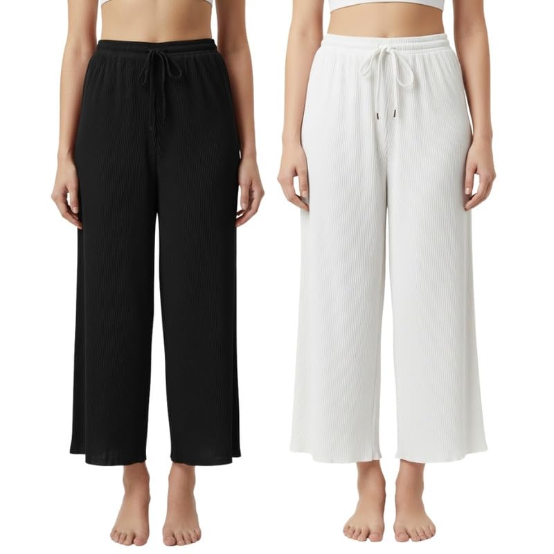 Trendz Women's and Girls Cotton Blend Regular Fit Trouser Palazzo Pants | Set of 2-image-33