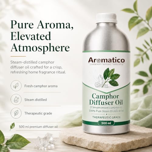 Image of Aromatico Camphor Diffuser Oil for Home Fragrance, Premium Aromatherapy Diffuser Oil, Fresh Camphor Aroma for Diffusers | Potpourri and Room Oil - 500 ml