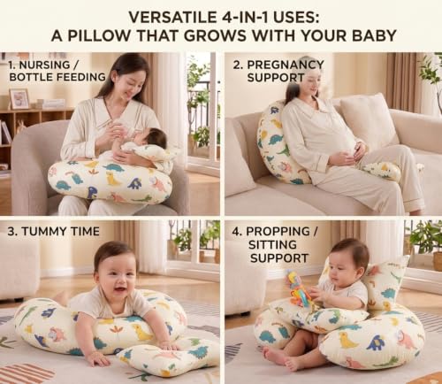 Image of Proliva Feeding Pillow for New Born Baby with Detachable Cover Breast Feeding & Maternity Nursing Pillow for Breastfeeding Support for Baby Feeding Pillow for Mom