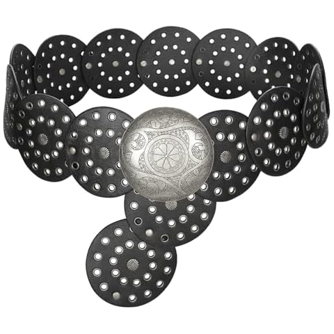 LEACOOLKEY Women's Vintage Leather Concho Belt Cover