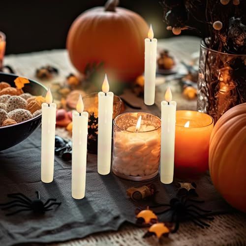 Image of Baquler 48 Pcs 6.5 inch Ivory Flameless Taper Candle LED Stick Battery Operated