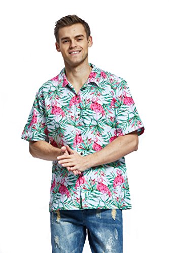 Image of Matchable Family Hawaiian Luau Men Women Girl Boy Clothes in Flamingo in Love