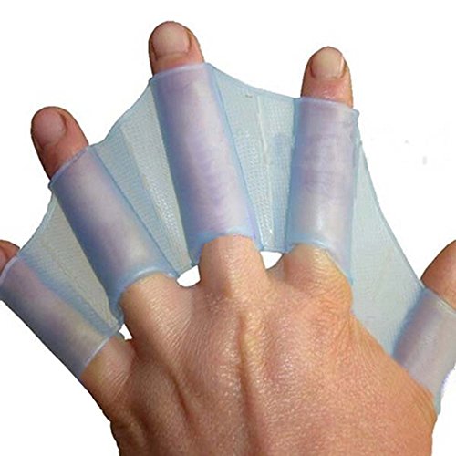 Gilroy Silicone Swimming Finger Webbed Gloves Frog Hand Gear Fins Palm Flippers Paddle - L
