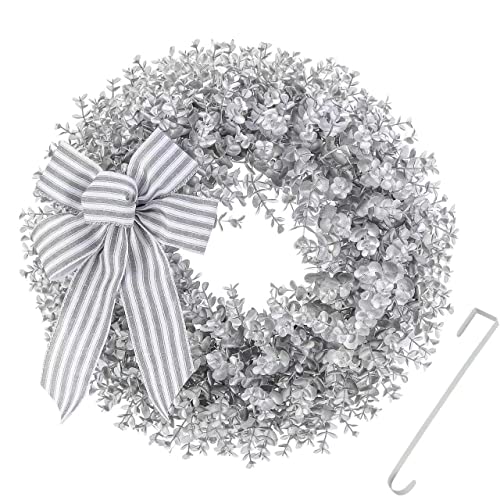 Kuimen Winter Wreath, Silver Christmas Front Door...