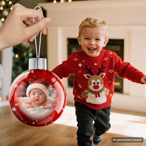 Image of Personalized Babys First Christmas Ornament 2025 Girl Boy - Custom Christmas Balls, Xmas Newborn Gifts Keepsake Babys 1st Year Ornaments, Elegant Christmas Decor for New Parents