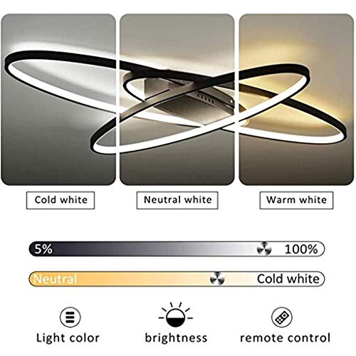 Éclairage intérieur plafonnier LED 62W ovale avec télécommande noir - 4
