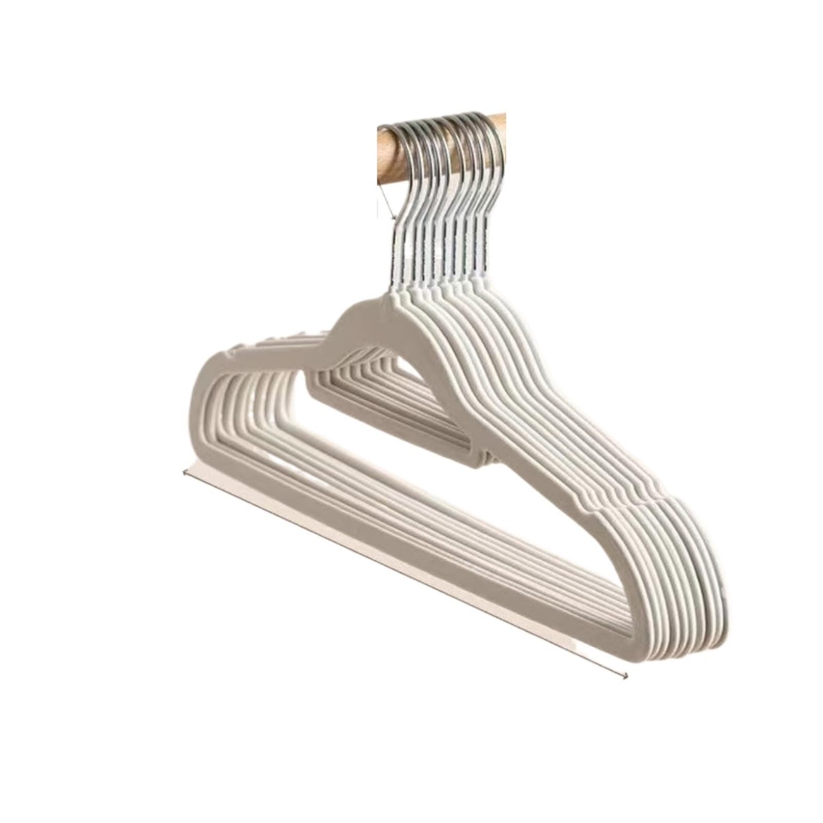 Velvet Hangers Velvet Clothes Hangers 30/50 Pack Non-Slip with Shoulder Notches Pants Bar 360° Swivel Hook for Suit Storage(Beige,10 Pack)