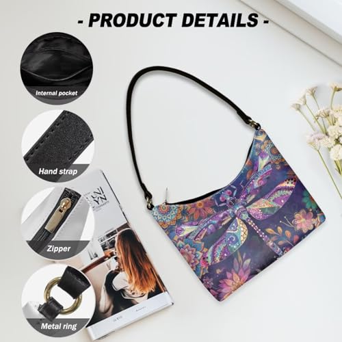 Image of Handbag for Women Leather Underam Shoulder Bag with Zipper Fashion Work Purse Waterproof Travel Wallet