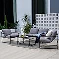 Grand Patio 4-Piece Modern Outdoor Furniture Set, Patio Sofa with Cushion, Metal Couch with Coffee Table, Conversation Set for Porch Deck Balcony Backyard Living Room