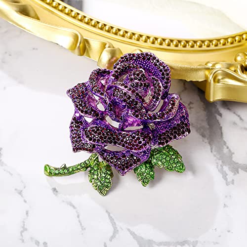 Image of BriLove Women's Austrian Crystal Rhinestones Rose Flower Brooch Pin for Party Prom