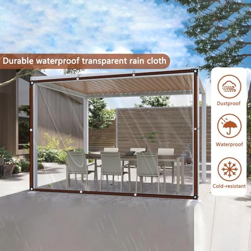 Transparente Plane – Transparente Abdeckung, Hühnerstall für Zwinger | wasserdichte PVC-Plane mit Metallösen, Plane aus PVC, verstärkt mit Seil, wesentliche Elemente für regnerische Tage