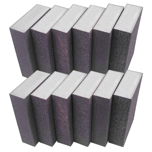 Brevanza Cuatro Caras Lija Pared, Taco Metal Esponja Lijar para Pulir Muebles de Madera, Juego de Esponjas Abrasivas, Bloque Lijador para Azulejos, Trozo de Lijado Modelado, Lijadora Grano Cocina.