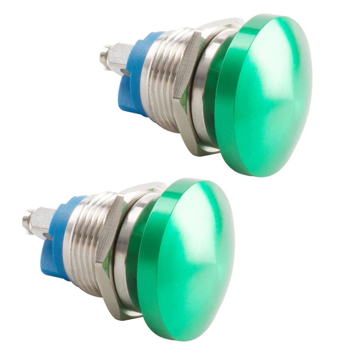 ZEFOXETO 2 Pcs Mushroom Head Push Button Switch, Momentary Waterproof IP65 Metal Start Button- 1NO ON Off Mouting Domed Screw Terminal SPST 1A 250V