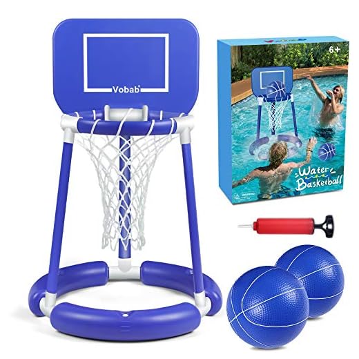 Pool Basketball Hoop, Floating Pool Basketball Game for Kids & Adults, Swimming Pool Party Game Toys for Summer Outdoor Water Sport, Super Hoops Floating Basketball Game Set with 2 Balls and Hand Pump