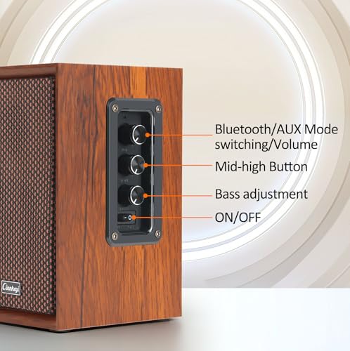 40W Bluetooth Bookshelf Speakers,Computer Speakers,2.0 AC Powered Wooden PC Speakers with Strong Bass,7.28" X 2 AC Powered USB Input Speakers with DSP,Wooden Speaker for Laptop (C5201-US) - Image 3